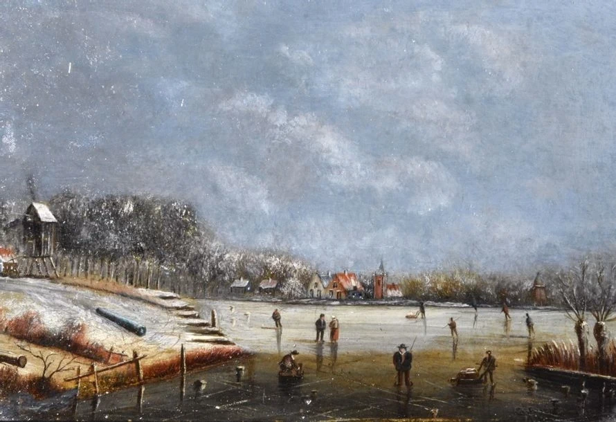 Charles Leickert - Paesaggio con pattinatori